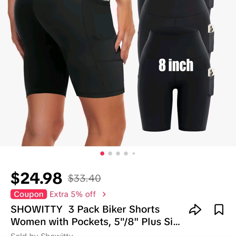 8inch black biker shorts